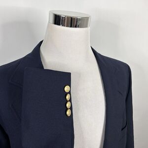 LaCrosse 46XL Vintage Blazer 100% Wool Navy Blue Gold Two Button Lined Vented